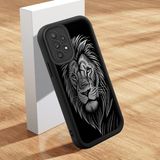 HONTINGA Samsung Galaxy A52S ile Uyumlu Kılıfı Düşüme Önleyici Basitlik Anti Düşme Kamera Korumali Aslan Siyah Desen Yumuşak Silikon Telefon Kılıfı Kadın ve Erkek Için Uygundur K2-0248 - 001-Renkli