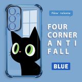 HONTINGA Samsung Galaxy A55 ile Uyumlu Kılıf Şeffaf Kılıfı Kamera Koruyucu Basitlik Anti Düşme Kamera Korumalı Kedi Desen Yumuşak Silikon Couple Telefon Kılıfı Kadın ve Erkek Için Uygundur K3-0296 - Mavi