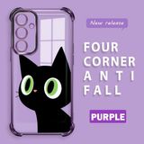 HONTINGA Samsung Galaxy A55 ile Uyumlu Kılıf Şeffaf Kılıfı Kamera Koruyucu Basitlik Anti Düşme Kamera Korumalı Kedi Desen Yumuşak Silikon Couple Telefon Kılıfı Kadın ve Erkek Için Uygundur K3-0296 - Mor