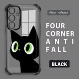 HONTINGA Samsung Galaxy A55 ile Uyumlu Kılıf Şeffaf Kılıfı Kamera Koruyucu Basitlik Anti Düşme Kamera Korumalı Kedi Desen Yumuşak Silikon Couple Telefon Kılıfı Kadın ve Erkek Için Uygundur K3-0296 - Siyah