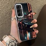 HONTINGA Samsung Galaxy A55 ile Uyumlu Kılıf Silikon Kenar Sert Arka Kamera Koruyucu Basitlik Anti Düşme Kamera Korumalı Lamborghini Desen Couple Telefon Kılıfı Kadın ve Erkek Için Uygundur K1-1335 - Beyaz