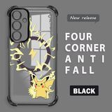 HONTINGA Samsung Galaxy A55 ile Uyumlu Şeffaf Kılıfı Düşüme Önleyici Basitlik Anti Düşme Kamera Korumali Pikachu Desen Yumuşak Silikon Telefon Kılıfı Kadın ve Erkek Için Uygundur K3-0160 - Siyah