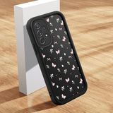 HONTINGA Samsung Galaxy A72 ile Uyumlu Kılıfı Düşüme Önleyici Basitlik Anti Düşme Kamera Korumali Çiçek Siyah Desen Yumuşak Silikon Telefon Kılıfı K2-0066 - 001-Renkli