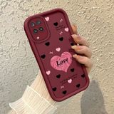 HONTINGA Samsung Galaxy M12 ile Uyumlu Kılıfı Düşüme Önleyici Basitlik Anti Düşme Kamera Korumali Kalp Desen Bordo Yumuşak Silikon Telefon Kılıfı K2-7211 - 001-Renkli