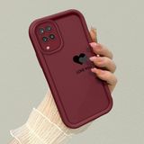 HONTINGA Samsung Galaxy M12 ile Uyumlu Kılıfı Düşüme Önleyici Basitlik Anti Düşme Kamera Korumali Kalp Desen Bordo Yumuşak Silikon Telefon Kılıfı K2-7211 - Renkli