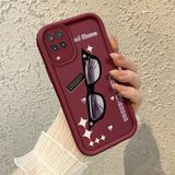 HONTINGA Samsung Galaxy M12 ile Uyumlu Kılıfı Düşüme Önleyici Basitlik Anti Düşme Kamera Korumali Kedi Bordo Desen Yumuşak Silikon Telefon Kılıfı Kadın ve Erkek Için Uygundur K2-7068 - 001-Renkli