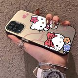 HONTINGA Samsung Galaxy M12 ile Uyumlu Kılıfı Silikon Kenar Sert Arka Anti Düşme Telefon Kılıfı Kitty Desenli K1-0698 - 001-Renkli