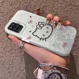HONTINGA Samsung Galaxy M12 ile Uyumlu Kılıfı Silikon Kenar Sert Arka Anti Düşme Telefon Kılıfı Kitty Desenli K1-0698 - Renkli