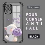 HONTINGA Samsung Galaxy M12 ile Uyumlu Şeffaf Kılıfı Düşüme Önleyici Basitlik Anti Düşme Kamera Korumali Kedi Desen Yumuşak Silikon Telefon Kılıfı Kadın ve Erkek Için Uygundur K3-0041 - Siyah