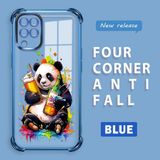 HONTINGA Samsung Galaxy M12 ile Uyumlu Şeffaf Kılıfı Düşüme Önleyici Basitlik Anti Düşme Kamera Korumali Panda Desen Yumuşak Silikon Telefon Kılıfı Kadın ve Erkek Için Uygundur K3-0208 - Mavi