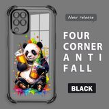 HONTINGA Samsung Galaxy M12 ile Uyumlu Şeffaf Kılıfı Düşüme Önleyici Basitlik Anti Düşme Kamera Korumali Panda Desen Yumuşak Silikon Telefon Kılıfı Kadın ve Erkek Için Uygundur K3-0208 - Siyah
