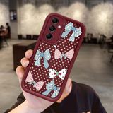 HONTINGA Samsung Galaxy M14 ile Uyumlu Kılıfı Düşüme Önleyici Basitlik Anti Düşme Kamera Korumali Vintage Bow Bordo Desen Yumuşak Silikon Telefon Kılıfı Kadın ve Erkek Için Uygundur K2-7084 - 001-Renkli