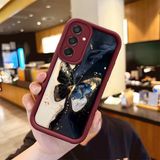 HONTINGA Samsung Galaxy M15 ile Uyumlu Kılıfı Düşüme Önleyici Basitlik Anti Düşme Kamera Korumali Vintage Bow Bordo Desen Yumuşak Silikon Telefon Kılıfı Kadın ve Erkek Için Uygundur K2-7084 - Renkli