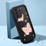 HONTINGA Samsung Galaxy S21 Fe ile Uyumlu Kılıfı Düşüme Önleyici Basitlik Anti Düşme Kamera Korumali Çiçek Siyah Desen Yumuşak Silikon Telefon Kılıfı K2-0066 - Renkli