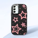HONTINGA Samsung Galaxy S21 Fe ile Uyumlu Kılıfı Kamera Korumalı Düşüme Önleyici Basitlik Siyah Yumuşak Silikon Telefon Kılıfı Renkli Yıldızlar Desenli K4-0232 - 001-Renkli