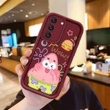 HONTINGA Samsung Galaxy S22 ile Uyumlu Kılıfı Düşüme Önleyici Basitlik Anti Düşme Kamera Korumali Sünger Bob Bordo Desen Yumuşak Silikon Telefon Kılıfı Kadın ve Erkek Için Uygundur K2-7095 - Renkli