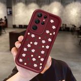 HONTINGA Samsung Galaxy S22 Ultra ile Uyumlu Kılıfı Düşüme Önleyici Basitlik Anti Düşme Kamera Korumali Küçük Çiçek Desen Bordo Yumuşak Silikon Telefon Kılıfı Kadın ve Erkek Için Uygundur K2-7221 - 001-Renkli