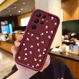 HONTINGA Samsung Galaxy S22 Ultra ile Uyumlu Kılıfı Düşüme Önleyici Basitlik Anti Düşme Kamera Korumali Küçük Çiçek Desen Bordo Yumuşak Silikon Telefon Kılıfı Kadın ve Erkek Için Uygundur K2-7221 - Renkli