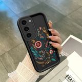 HONTINGA Samsung Galaxy S23 ile Uyumlu Kılıfı Düşüme Önleyici Basitlik Anti Düşme Kamera Korumali Çiçek Siyah Desen Yumuşak Silikon Telefon Kılıfı Kadın ve Erkek Için Uygundur K2-0068 - 001-Renkli