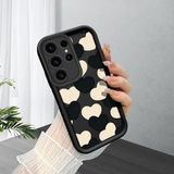HONTINGA Samsung Galaxy S23 Ultra ile Uyumlu Kılıfı Düşüme Önleyici Basitlik Anti Düşme Kamera Korumali Su Dalgası Deseni Siyah Desen Yumuşak Silikon Telefon Kılıfı K2-0059 - Renkli