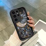 HONTINGA Samsung Galaxy S23 Ultra ile Uyumlu Kılıfı Düşüme Önleyici Basitlik Anti Düşme Kamera Korumali Vintage Siyah Desen Yumuşak Silikon Telefon Kılıfı Kadın ve Erkek Için Uygundur K2-0239 - 001-Renkli