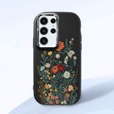 HONTINGA Samsung Galaxy S23 Ultra ile Uyumlu Kılıfı Kamera Korumalı Düşüme Önleyici Basitlik Siyah Yumuşak Silikon Telefon Kılıfı Çiçek Desenli K4-0242 - 001-Renkli