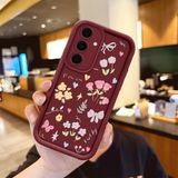 HONTINGA Samsung Galaxy S24 Fe ile Uyumlu Kılıfı Düşüme Önleyici Basitlik Anti Düşme Kamera Korumali Çiçek Bordo Desen Yumuşak Silikon Telefon Kılıfı Kadın ve Erkek Için Uygundur K2-7098 - Renkli