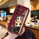 HONTINGA Samsung Galaxy S24 Plus ile Uyumlu Kılıfı Düşüme Önleyici Basitlik Anti Düşme Kamera Korumali Tatlı Kedi Bordo Desen Yumuşak Silikon Telefon Kılıfı Kadın ve Erkek Için Uygundur Arka Kılıf K2-7154 - Renkli