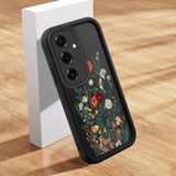 HONTINGA Samsung Galaxy S25 Plus ile Uyumlu Kılıfı Düşüme Önleyici Basitlik Anti Düşme Kamera Korumali Şirin Kedi Çiçek Siyah Desen Yumuşak Silikon Telefon Kılıfı Kadın ve Erkek Için Uygundur K2-0409 - 001-Renkli