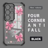 HONTINGA Samsung Galaxy S25 Ultra ile Uyumlu Kılıf Şeffaf Kılıfı Kamera Koruyucu Basitlik Anti Düşme Kamera Korumalı Papyon Desen Yumuşak Silikon Couple Telefon Kılıfı Kadın ve Erkek Için Uygundur K3-0289 - Siyah