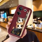 HONTINGA Tecno Camon 20 Pro 5g ile Uyumlu Kılıfı Düşüme Önleyici Basitlik Anti Düşme Kamera Korumali Kedi Bordo Desen Yumuşak Silikon Telefon Kılıfı Kadın ve Erkek Için Uygundur K2-7154 - Renkli