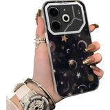 HONTINGA Tecno Pova 6 Pro 5g ile Uyumlu Kılıf Silikon Kenar Sert Arka Kamera Koruyucu Basitlik Anti Düşme Kamera Korumalı Ay ve Yıldız Desen Couple Telefon Kılıfı Kadın ve Erkek Için Uygundur K1-1380 - Beyaz