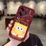 HONTINGA Tecno Pova 6 Pro ile Uyumlu Kılıfı Düşüme Önleyici Basitlik Anti Düşme Kamera Korumali Sünger Bob Bordo Desen Yumuşak Silikon Telefon Kılıfı Kadın ve Erkek Için Uygundur K2-7095 - 001-Renkli
