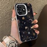 HONTINGA Tecno Spark 10 Pro 4g ile Uyumlu Kılıf Silikon Kenar Sert Arka Kamera Koruyucu Basitlik Anti Düşme Kamera Korumalı Ay ve Yıldız Desen Couple Telefon Kılıfı Kadın ve Erkek Için Uygundur K1-1380 - Beyaz