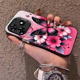 HONTINGA Tecno Spark 10 Pro 4g ile Uyumlu Kılıf Silikon Kenar Sert Arka Kamera Koruyucu Basitlik Anti Düşme Kamera Korumalı Kelebek Desen Couple Telefon Kılıfı Kadın ve Erkek Için Uygundur K1-1489 - Siyah
