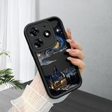 HONTINGA Tecno Spark 10 Pro 4g ile Uyumlu Kılıfı Düşüme Önleyici Basitlik Anti Düşme Kamera Korumali Çizgi Roman Siyah Desen Yumuşak Silikon Telefon Kılıfı Kadın ve Erkek Için Uygundur K2-0241 - Renkli