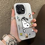HONTINGA Tecno Spark 10 Pro 4g ile Uyumlu Kılıfı Silikon Kenar Sert Arka Düşüme Önleyici Basitlik Anti Düşme Kamera Korumali Snoopy Desen Telefon Kılıfı Kadın ve Erkek Için Uygundur K1-0080 - Renkli
