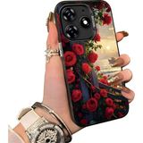 HONTINGA Tecno Spark 10 Pro ile Uyumlu Kılıf Silikon Kenar Sert Arka Kamera Koruyucu Basitlik Anti Düşme Kamera Korumalı Çiçekli Desen Couple Telefon Kılıfı Kadın ve Erkek Için Uygundur K1-1526 - Siyah