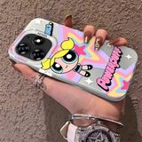 HONTINGA Tecno Spark 10 Pro ile Uyumlu Kılıf Silikon Kenar Sert Arka Kamera Koruyucu Basitlik Anti Düşme Kamera Korumalı Powerpuff Desen Couple Telefon Kılıfı Kadın ve Erkek Için Uygundur K1-1492 - Beyaz