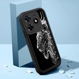 HONTINGA Tecno Spark 10 Pro ile Uyumlu Kılıfı Düşüme Önleyici Basitlik Anti Düşme Kamera Korumali Aslan Siyah Desen Yumuşak Silikon Telefon Kılıfı Kadın ve Erkek Için Uygundur K2-0248 - Renkli