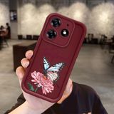 HONTINGA Tecno Spark 10 Pro ile Uyumlu Kılıfı Düşüme Önleyici Basitlik Anti Düşme Kamera Korumali Kelebek ve Çiçek Bordo Desen Yumuşak Silikon Telefon Kılıfı Kadın ve Erkek Için Uygundur Arka Kılıf K2-7157 - 001-Renkli