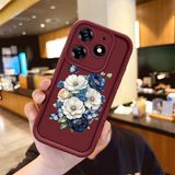 HONTINGA Tecno Spark 10 Pro ile Uyumlu Kılıfı Düşüme Önleyici Basitlik Anti Düşme Kamera Korumali Kelebek ve Çiçek Bordo Desen Yumuşak Silikon Telefon Kılıfı Kadın ve Erkek Için Uygundur Arka Kılıf K2-7157 - Renkli