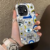 HONTINGA Tecno Spark 10 Pro ile Uyumlu Kılıfı Silikon Kenar Sert Arka Düşüme Önleyici Basitlik Anti Düşme Kamera Korumali Yıldız ve Ay Desen Telefon Kılıfı Kadın ve Erkek Için Uygundur K1-0458 - Renkli