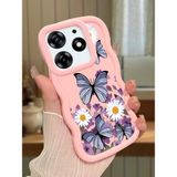 HONTINGA Tecno Spark 10 Pro Uyumlu Kılıf Düşüme Önleyici Basitlik Anti Düşme Kamera Koruyucu Basit Pembe Yumuşak Silikon Couple Telefon Kılıfı Kelebek Desen K9-0190