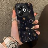 HONTINGA Tecno Spark 20C ile Uyumlu Kılıf Silikon Kenar Sert Arka Kamera Koruyucu Basitlik Anti Düşme Kamera Korumalı Ay ve Yıldız Desen Couple Telefon Kılıfı Kadın ve Erkek Için Uygundur K1-1380 - Siyah