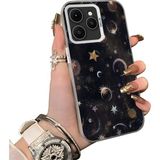 HONTINGA Tecno Spark 40 ile Uyumlu Kılıf Silikon Kenar Sert Arka Kamera Koruyucu Basitlik Anti Düşme Kamera Korumalı Ay ve Yıldız Desen Couple Telefon Kılıfı Kadın ve Erkek Için Uygundur K1-1380 - Beyaz