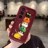 HONTINGA Tecno Spark 40 Pro Plus ile Uyumlu Kılıfı Düşüme Önleyici Basitlik Anti Düşme Kamera Korumali Kedi Bordo Desen Yumuşak Silikon Telefon Kılıfı Kadın ve Erkek Için Uygundur K2-7154 - 001-Renkli