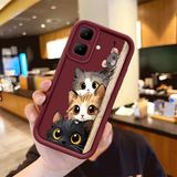 HONTINGA Tecno Spark Go 2 ile Uyumlu Kılıfı Düşüme Önleyici Basitlik Anti Düşme Kamera Korumali Kedi Bordo Desen Yumuşak Silikon Telefon Kılıfı Kadın ve Erkek Için Uygundur K2-7154 - Renkli