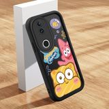 HONTINGA Vivo V50 ile Uyumlu Kılıfı Düşüme Önleyici Basitlik Anti Düşme Kamera Korumali Şirin Kedi Siyah Sünger Bob Desen Yumuşak Silikon Telefon Kılıfı Kadın ve Erkek Için Uygundur K2-0264 - 001-Renkli