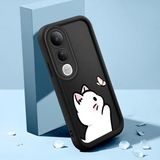 HONTINGA Vivo V50 Lite ile Uyumlu Kılıfı Düşüme Önleyici Basitlik Anti Düşme Kamera Korumali Şirin Kedi Siyah Kedi Desen Yumuşak Silikon Telefon Kılıfı Kadın ve Erkek Için Uygundur K2-0265 - Renkli